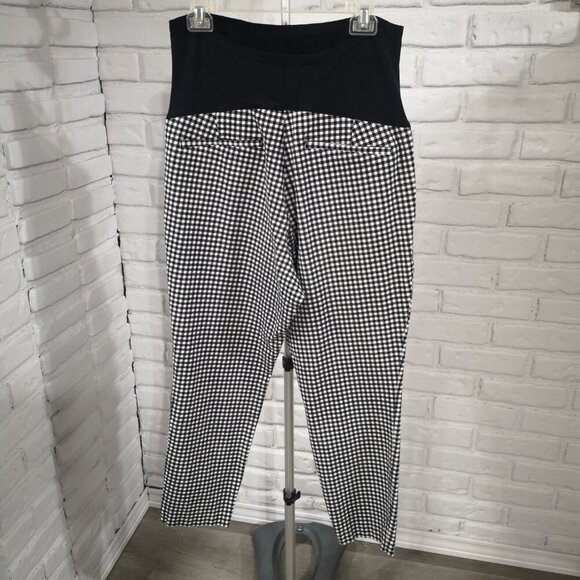 Old Navy Maternity Size 16 Black & White Checked Pull On Style Pixie Pants - Picture 2 of 11